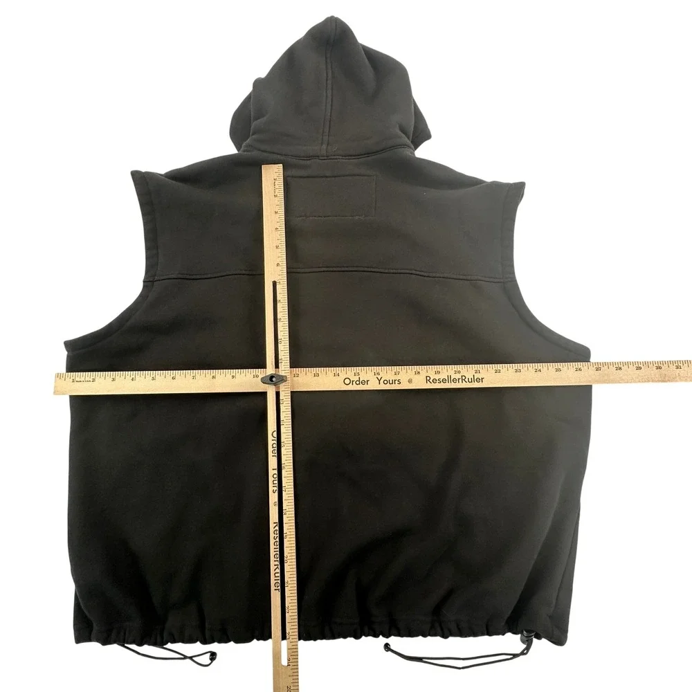 Harley‎ Davidson Mens XL Leather Hooded Vest Black Full Zip Biker RN103819